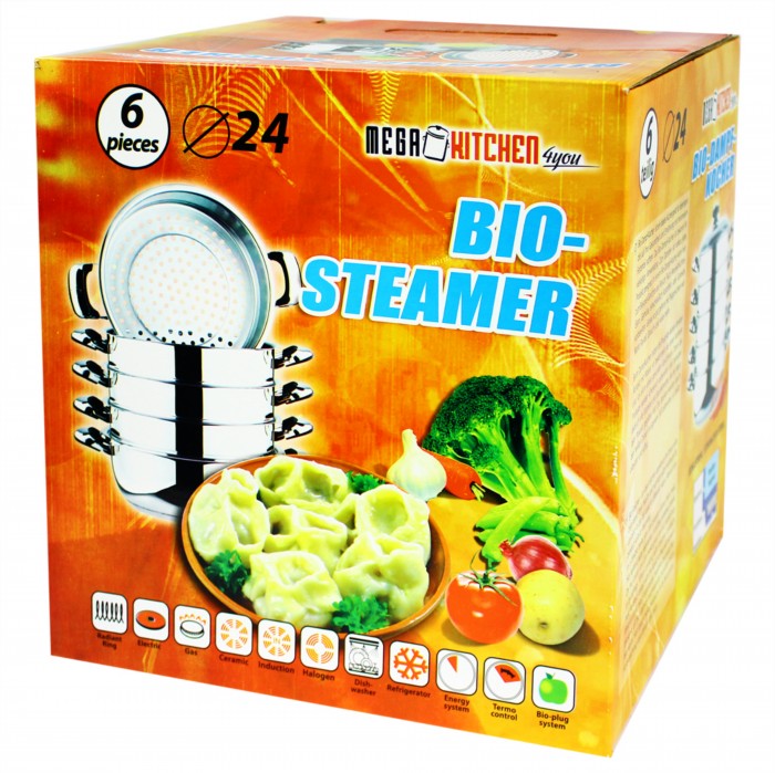 BIO stoomkoker met roestvrijstalen deksel "Mantowarka" 24cm