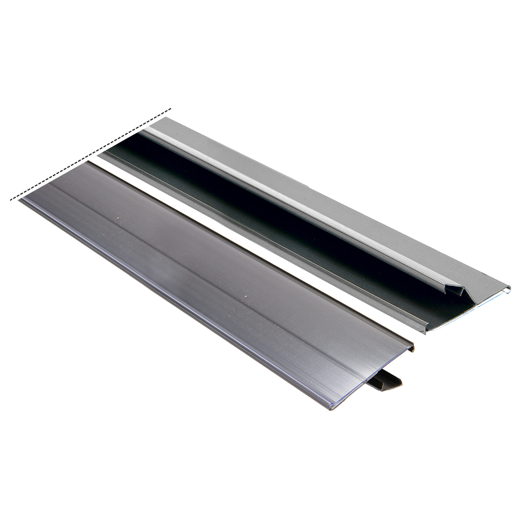 Prijsleiste voor actie tafel, klemleiste, 1238x52mm, grijs