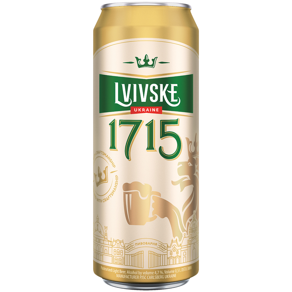 Lvivske 1715” licht bier, gepasteuriseerd, 4,5% alk.