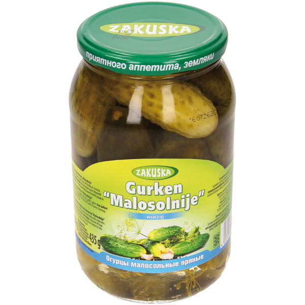 Ingelegde pittige augurken "Malosolnije"