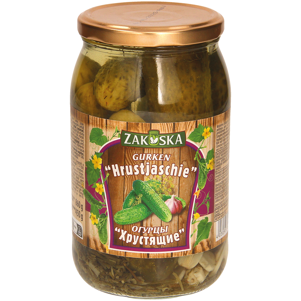 Ingelegde komkommers "Hrustjaschie"