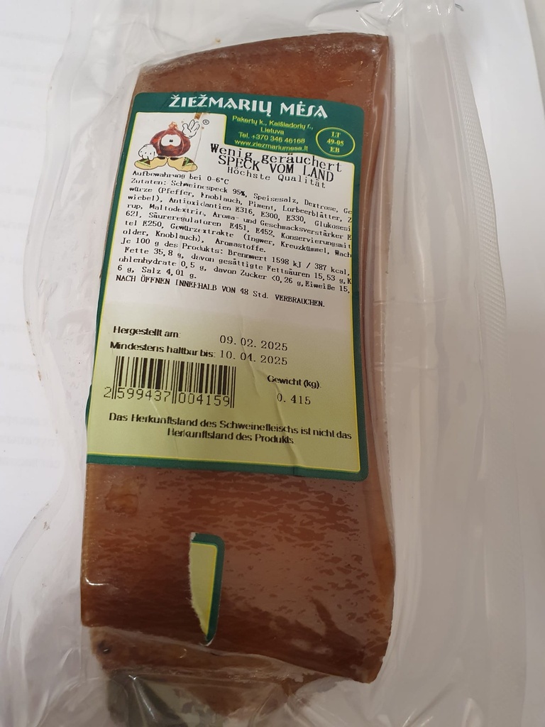 Weinig gerookt spek van het land