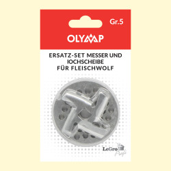 Mes en geperforeerde schijf voor vleesmolen maat 5