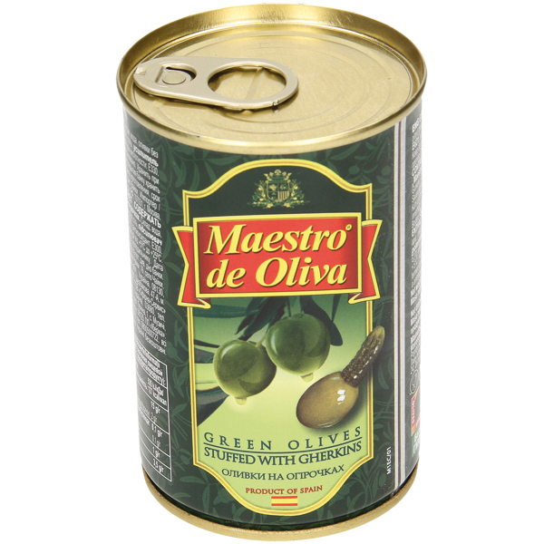 Groene olijven gevuld met cornichons "Maestro de Oliva"