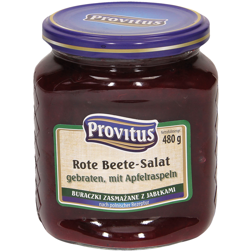 Rode bietensalade, gebakken, met appel