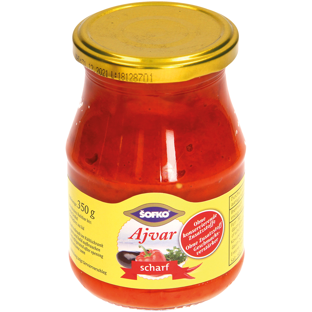 Paprika- en auberginenbereiding "Ajvar" scherp