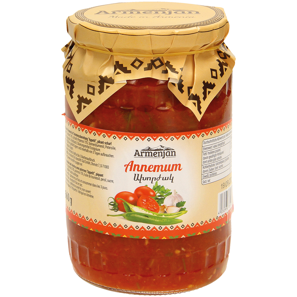 Pikante pepers in tomatensaus "Appetit", pittig-pikant