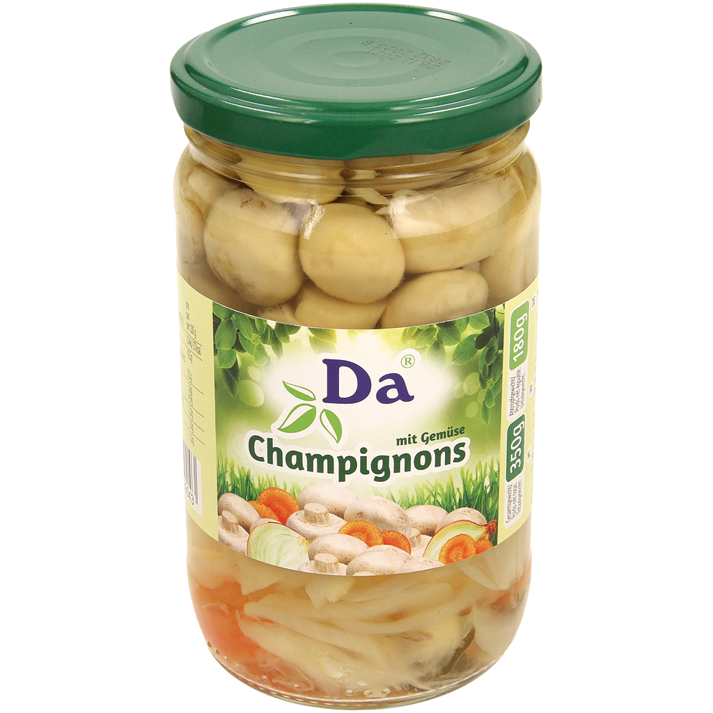 Gemarineerde champignons hele koppen met groenten