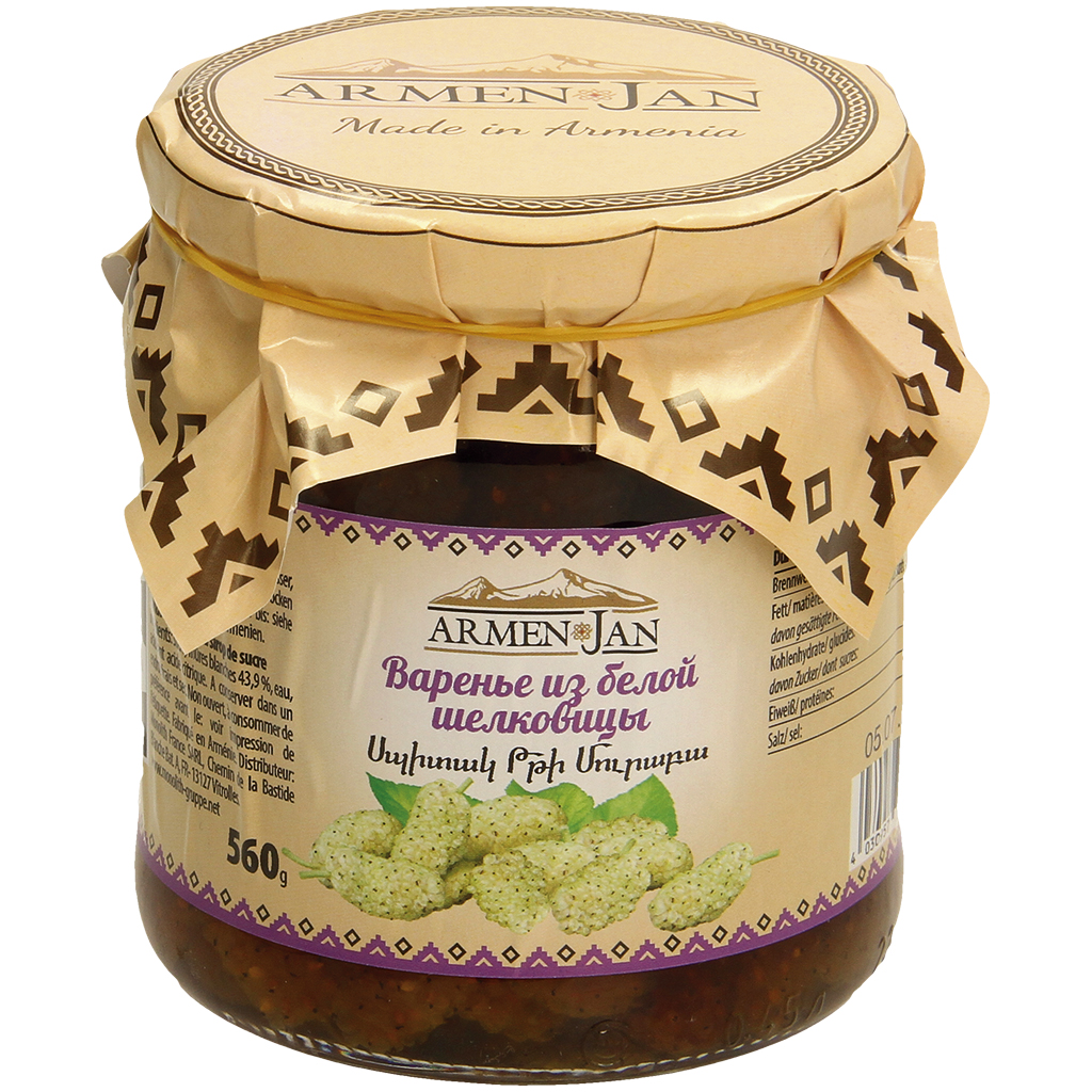 Witte moerbeien in suikersiroop