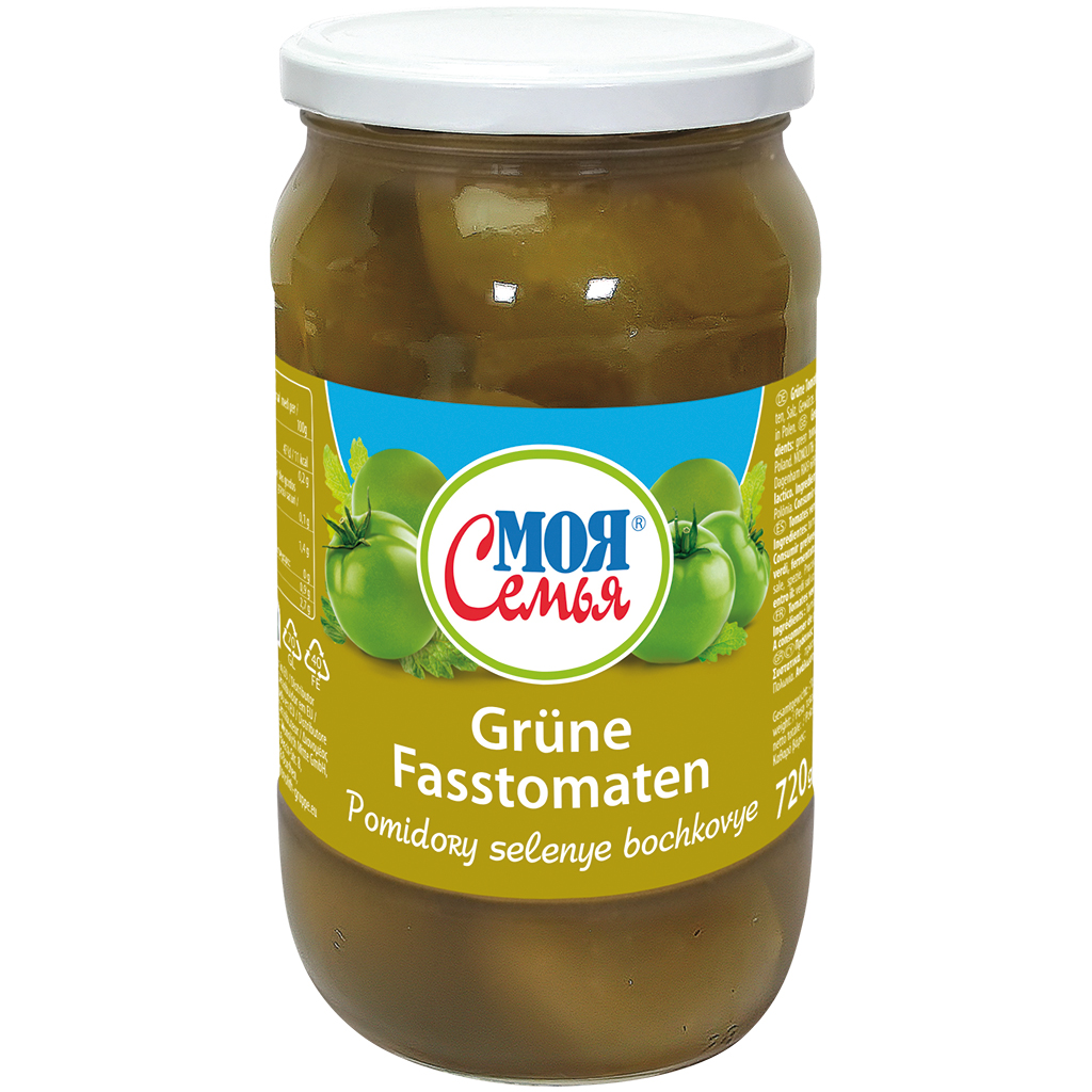 Moja Semja Groene tomaten, melkzuur gefermenteerd.