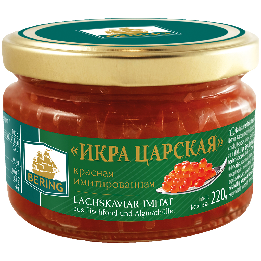 "Tsarskaya Kaviaar" Zalmkaviaar - Imitatie van visfond en alginaathuid