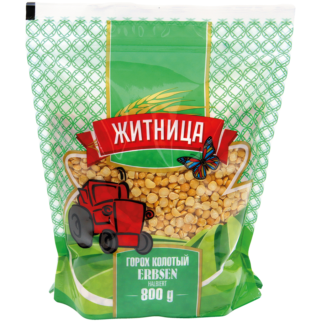 Erwten gehalveerd