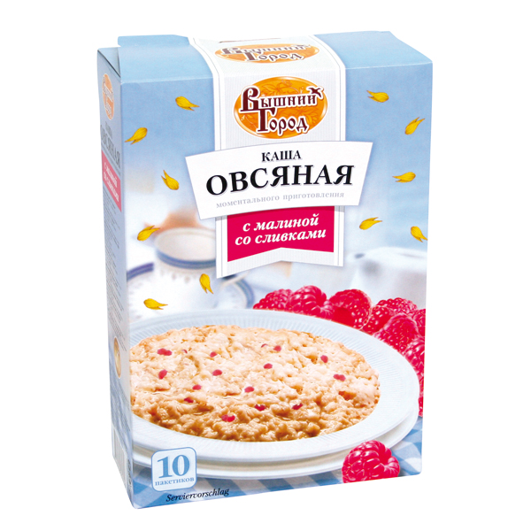 Каша овсяная с малиной со сливками