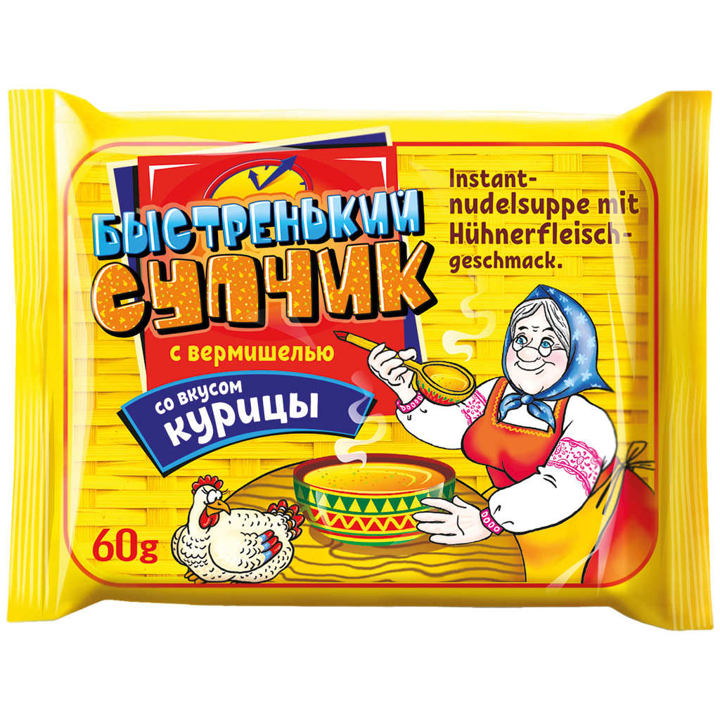 Instantnoedelsoep "Bistrenjkij Suptschik" met kippenvleessmaak