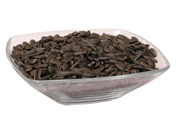 Zwarte zonnebloempitten in de schaal, niet geroosterd