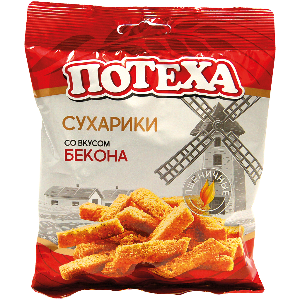 Сухарики жареные пшеничные со вкусом бекона