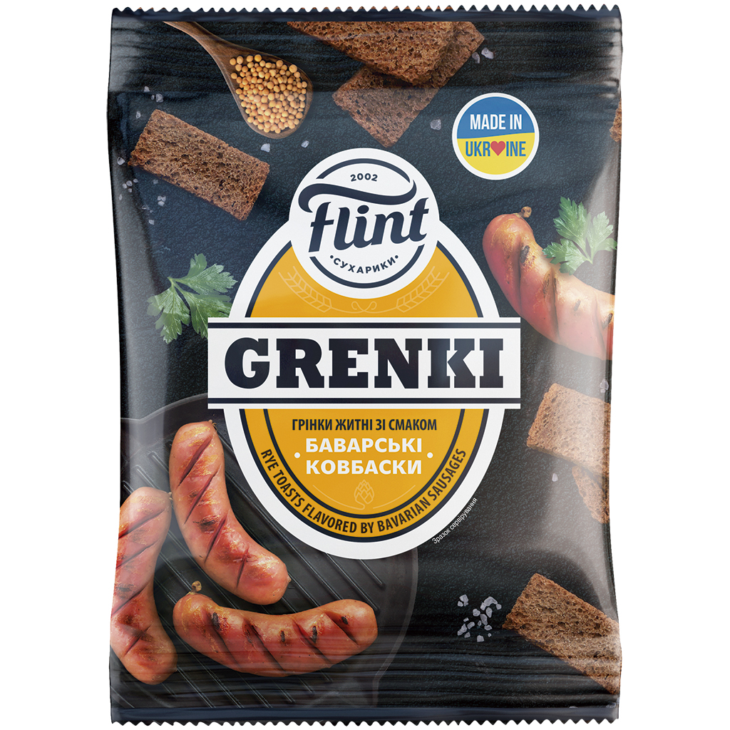 "Flint" - гренки из ржаного хлеба со вкусом баварской колбасы
