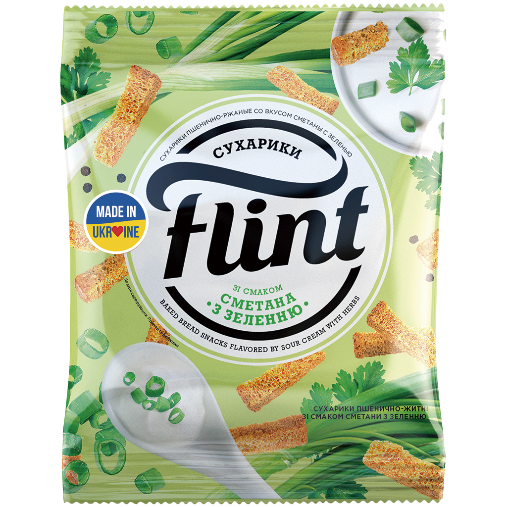 "Flint" - Snack van tarwebrood met zure room-kruiden-smaak