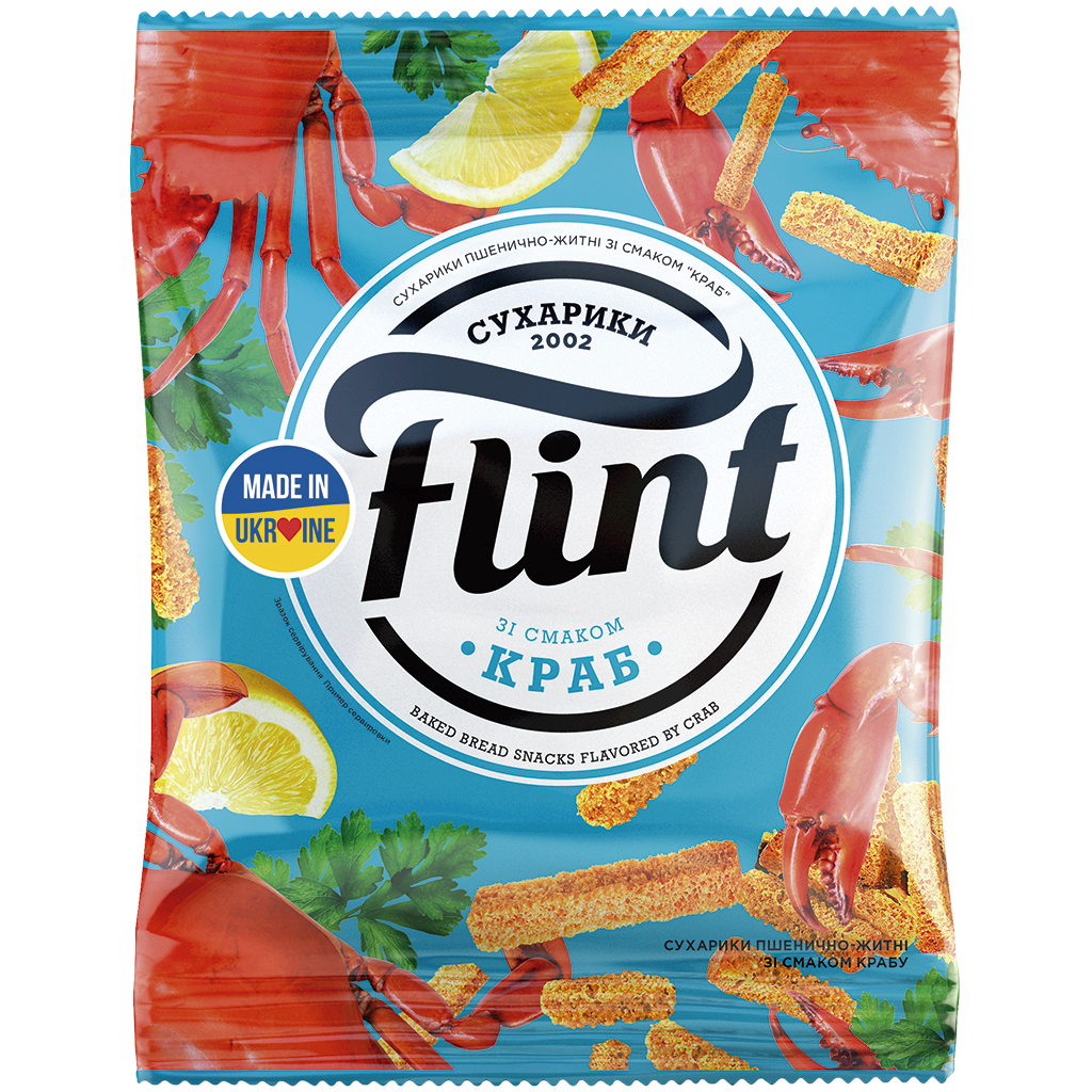 "Flint" - Snack van tarwebrood met krab-smaak