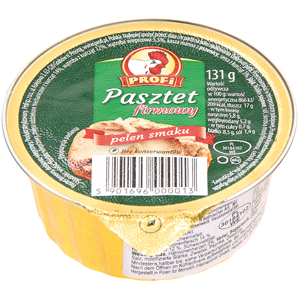 "Pasztet firmowy" Geflügelpasta met kipdelen volgens Pools r