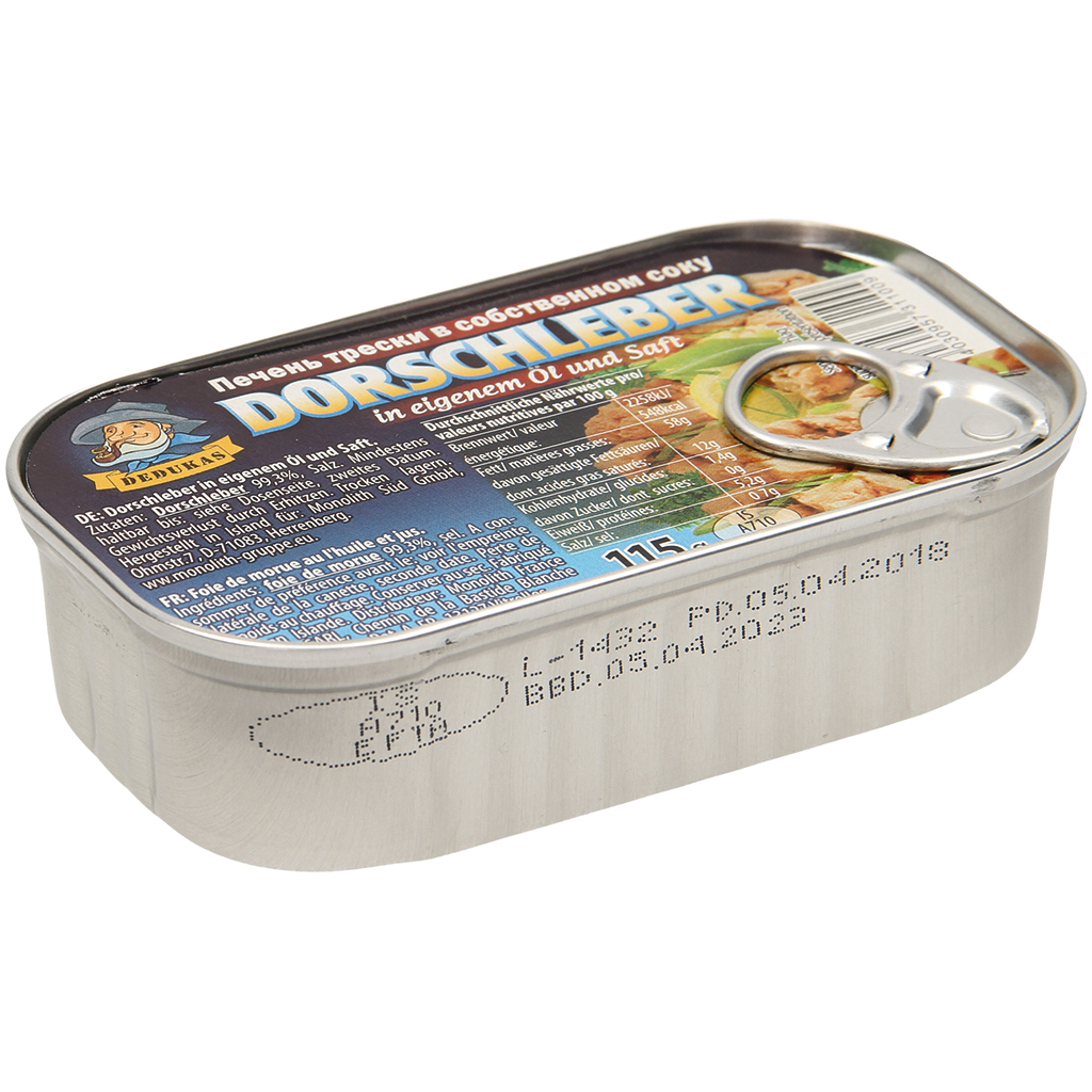 Kabeljauwlever in eigen olie en sap