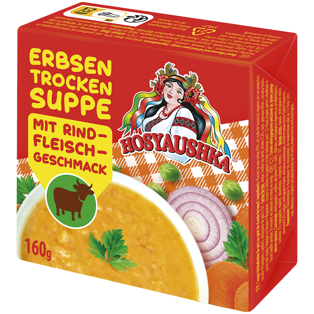 "Hosyaushka" Erwtensoep met runder-smaak.