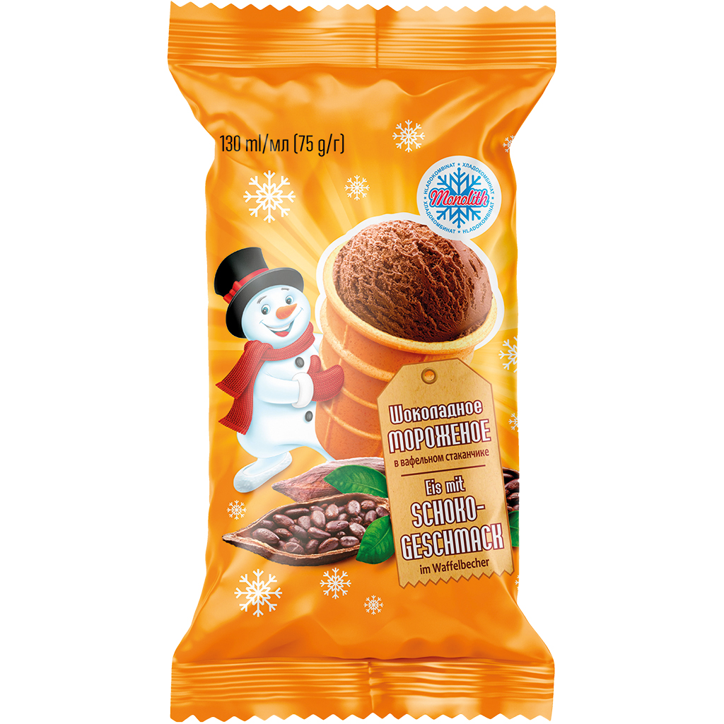 Chocolade-ijs in een wafelbekertje