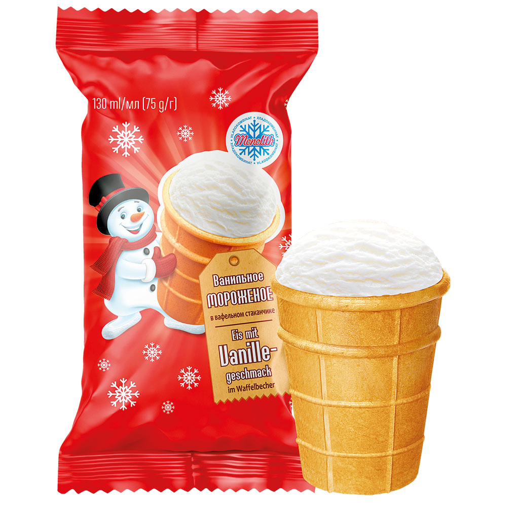 IJs met vanillesmaak in een wafelbekertje