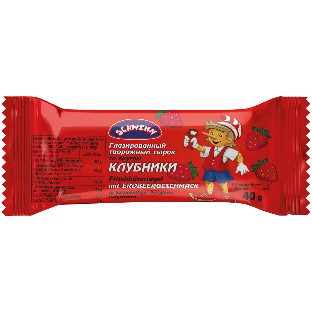 Глазированный творожный сырок со вкусом клубники, замороженн