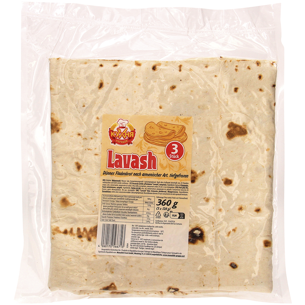 "Lavash" Dunne flatbread naar Armeense stijl, diepgevroren.
