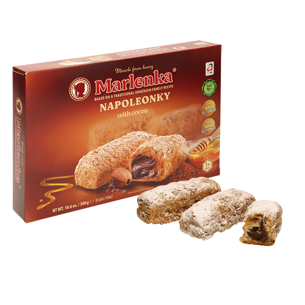 "Napoleonky" Draagtdeeggebak met cacao en roomvulling (39%)