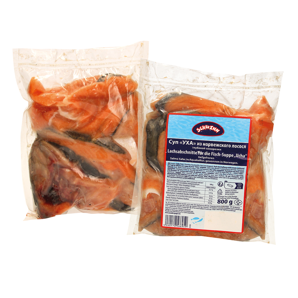 Zalmstukken voor de vissoep "Ucha", diepgevroren