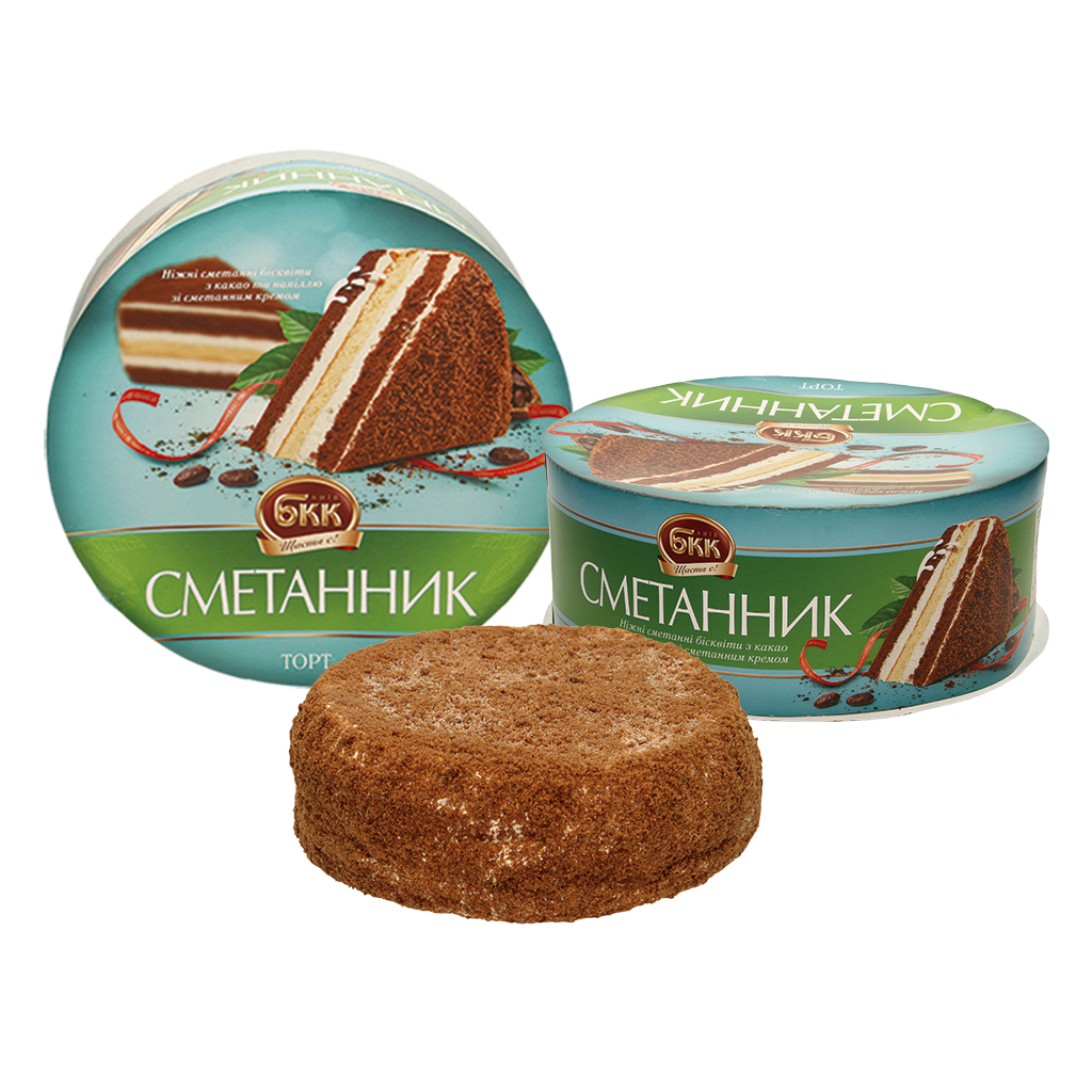 "Smetannik" Biskuittorte met 58% zure room-crèmevulling, diepgevroren