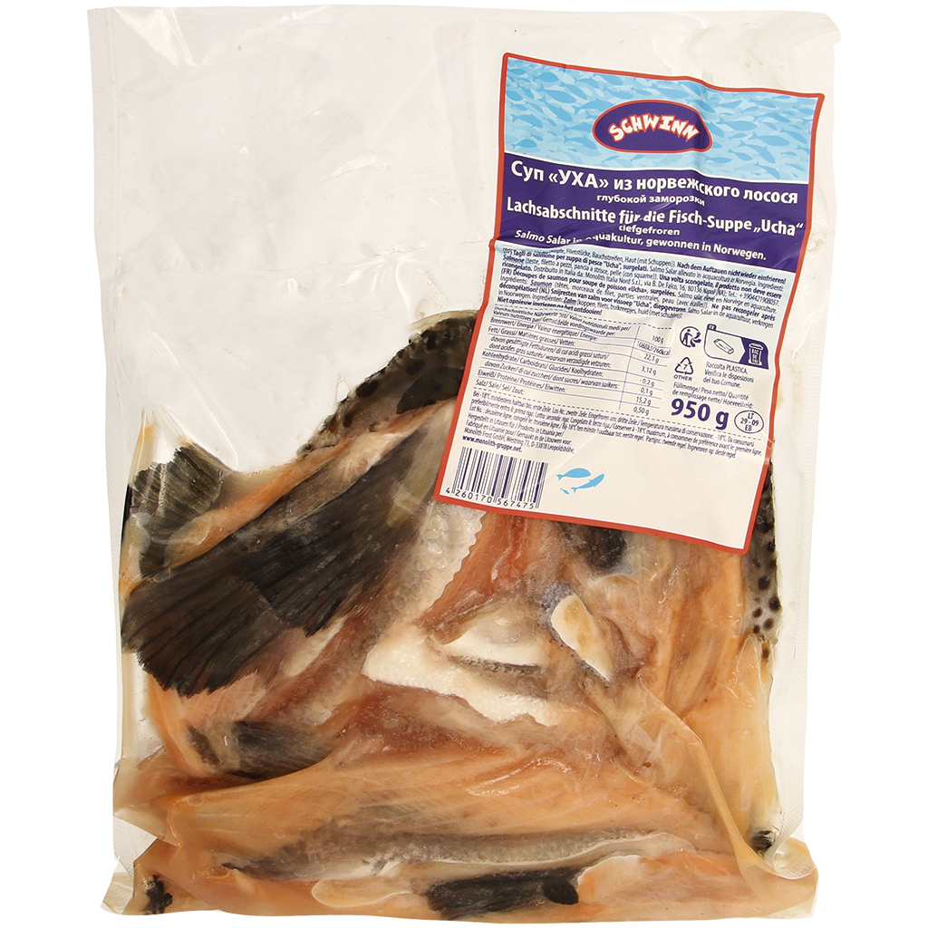 Zalmstukken voor de vissoup Ucha, diepgevroren