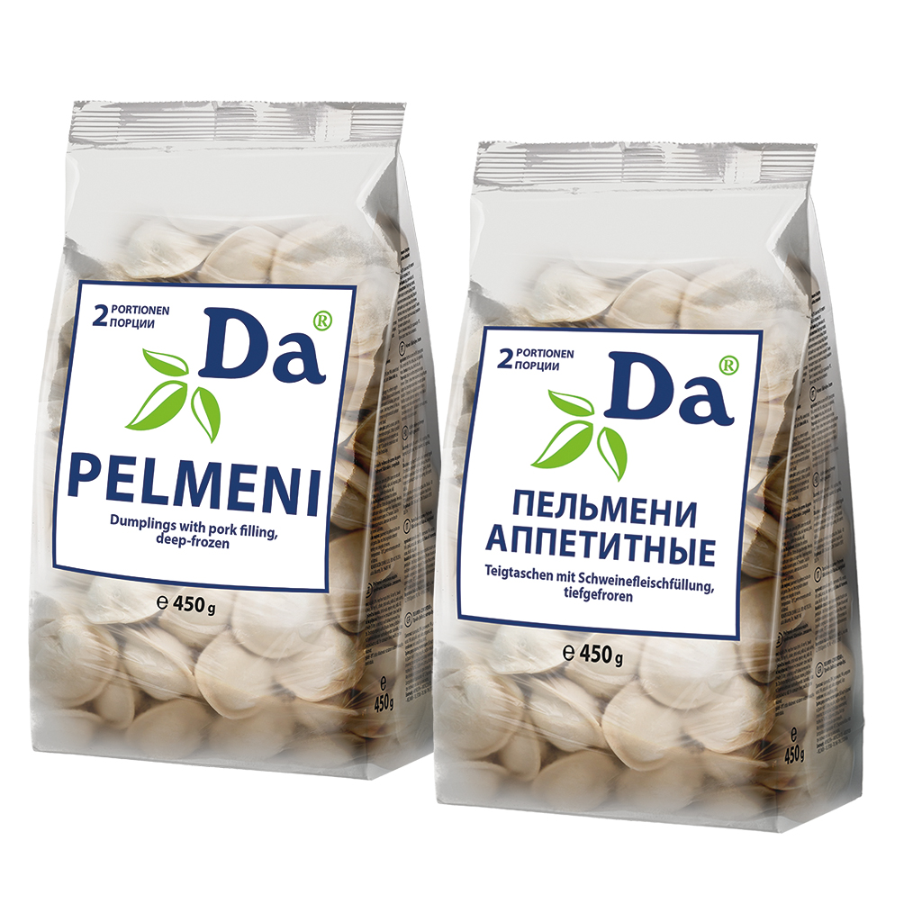 Пельмени "Аппетитные Da" со свининой, продукт глубокой заморозки