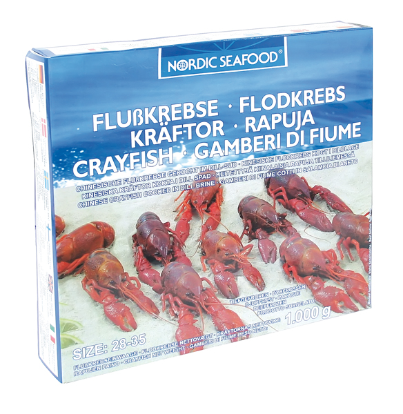 Louisiana rivierkreeften (Procambarus clarkii) gekookt in di