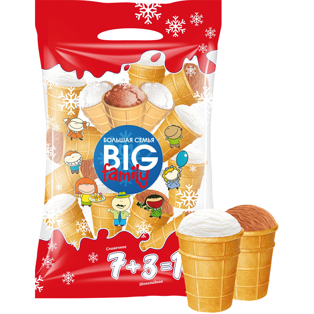 IJs "Big Family" (Vanillesmaak 7 x 120 ml en chocolade 3 x 1