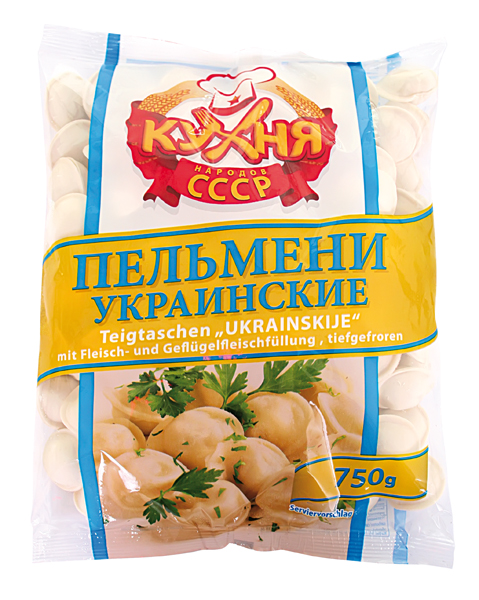 Deegwaren "Pelmeni Ukrainskie" met vlees- en gevogelte vlees
