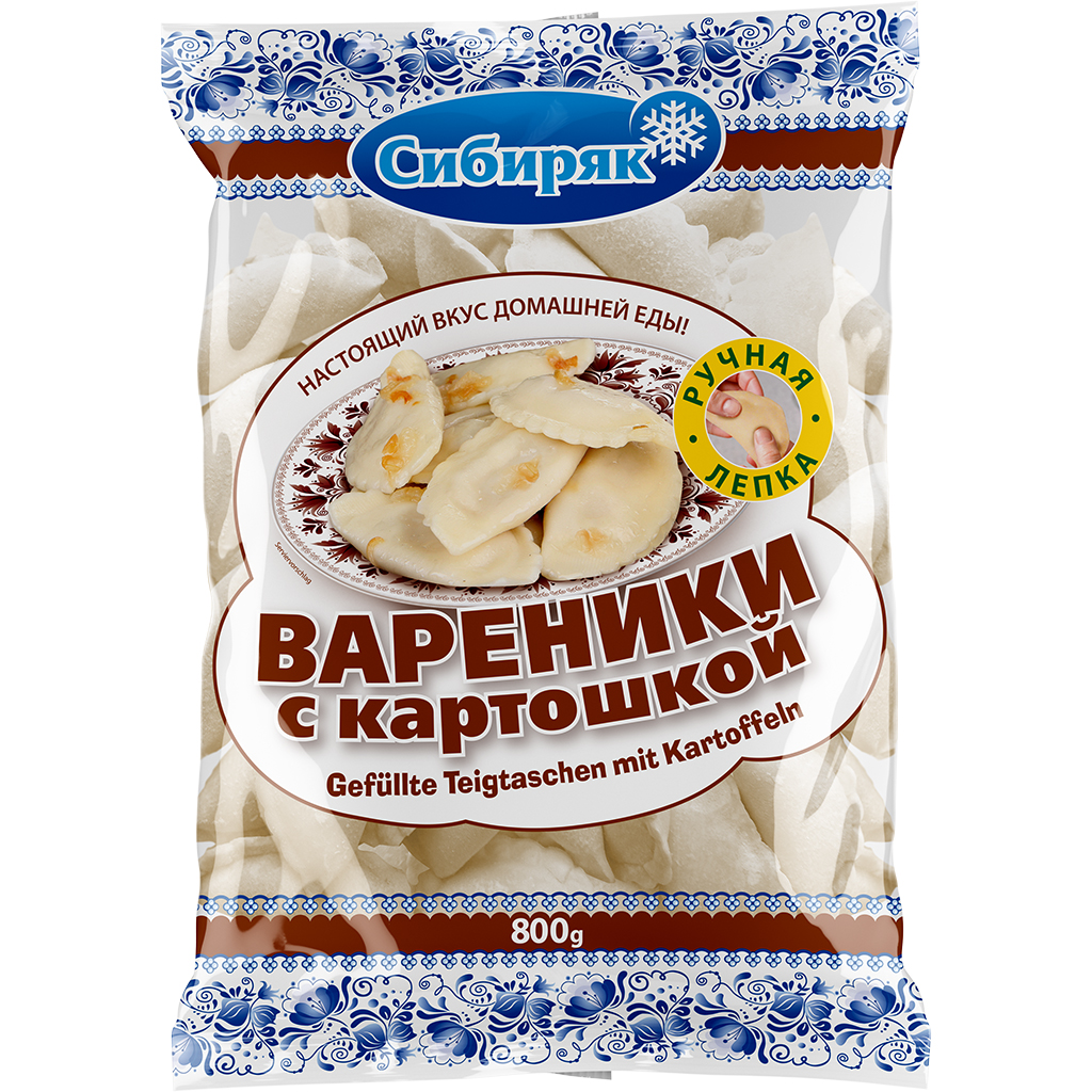 Вареники ручной лепки с картофелем (40%), замороженные.