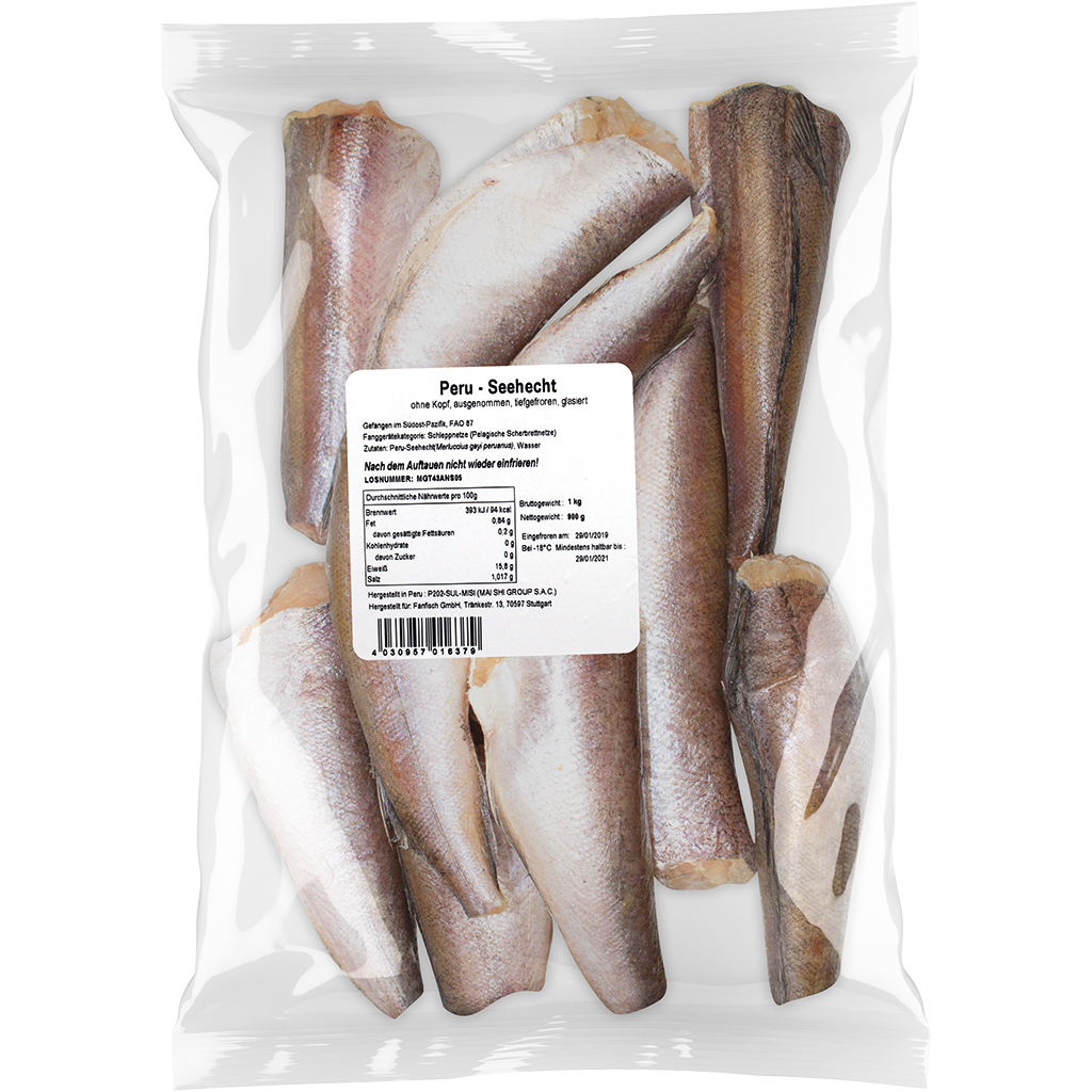 Перуанский хек без головы потрошеный, глазированный, заморож