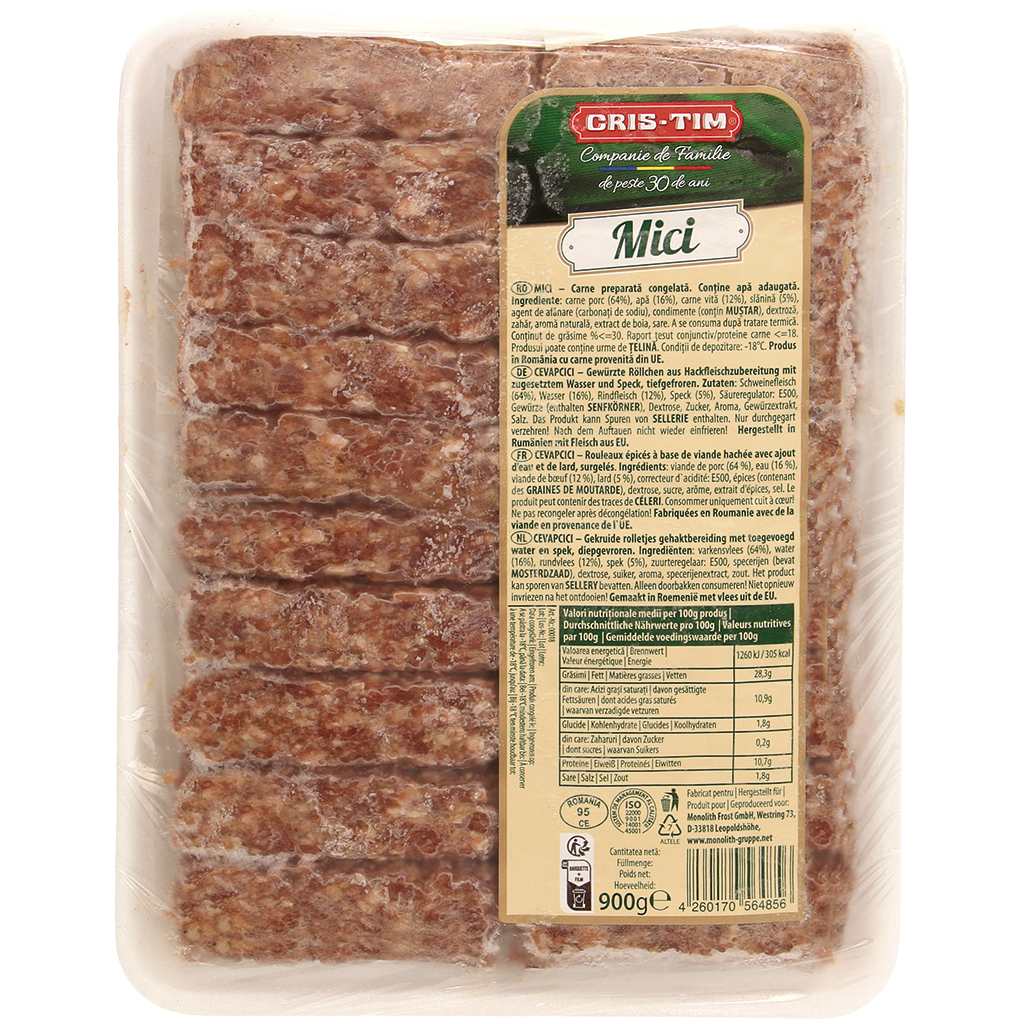 Gehaktrolletjes "CEVAPCICI" van varkensvlees en rundvlees