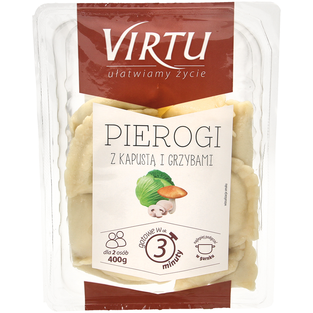 Deegwaren "Pierogi", kant-en-klaar, gevuld met zuurkool
