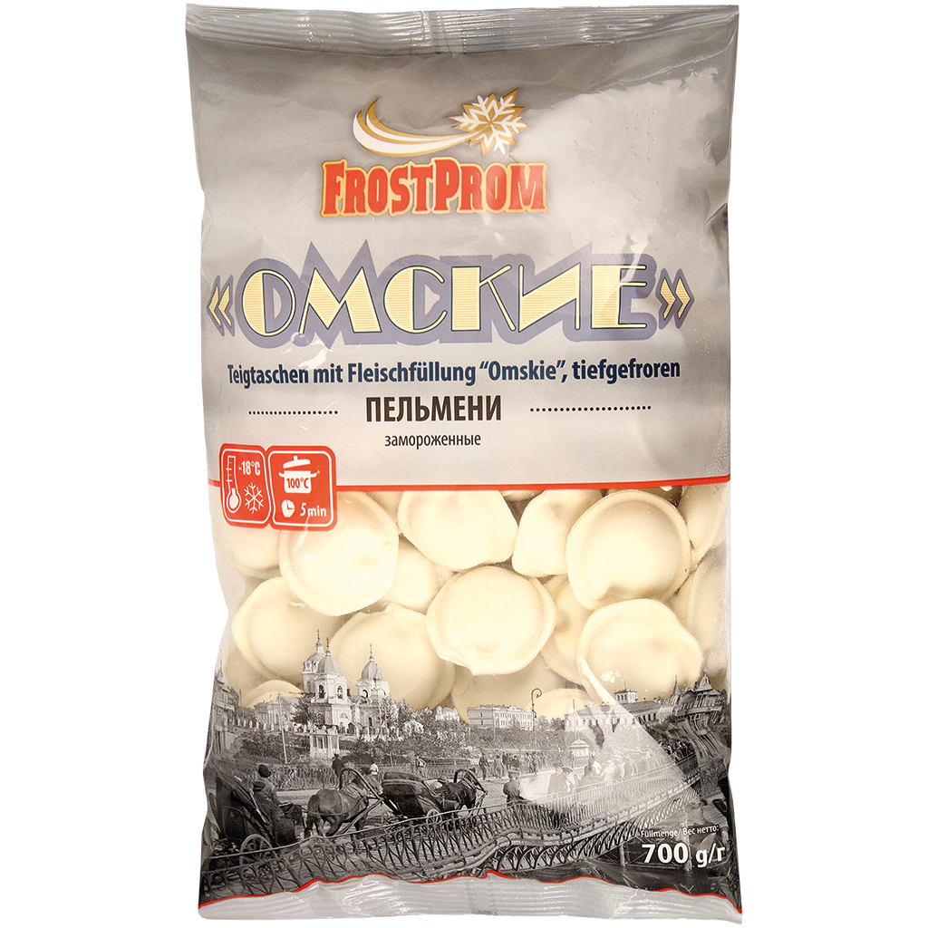 Deegwaren met vleesvulling "Omskie", diepgevroren