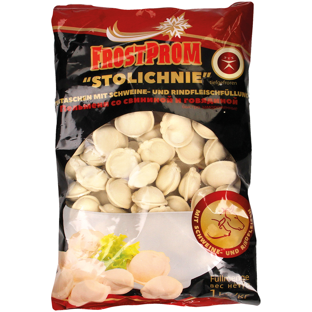 Пельмени "Столичные" со свининой и говядиной, быстрозамороженные