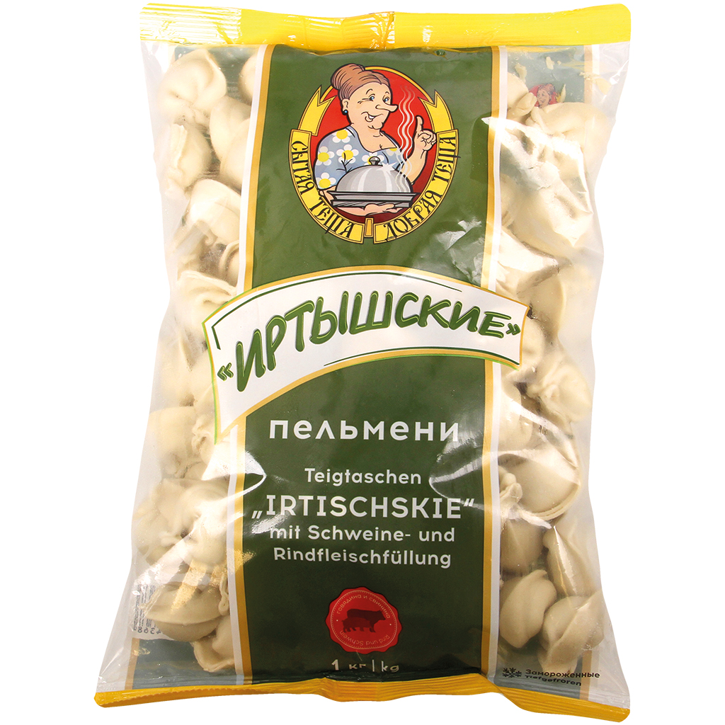 Deegwaren met vleesvulling "Irtischskie", diepgevroren