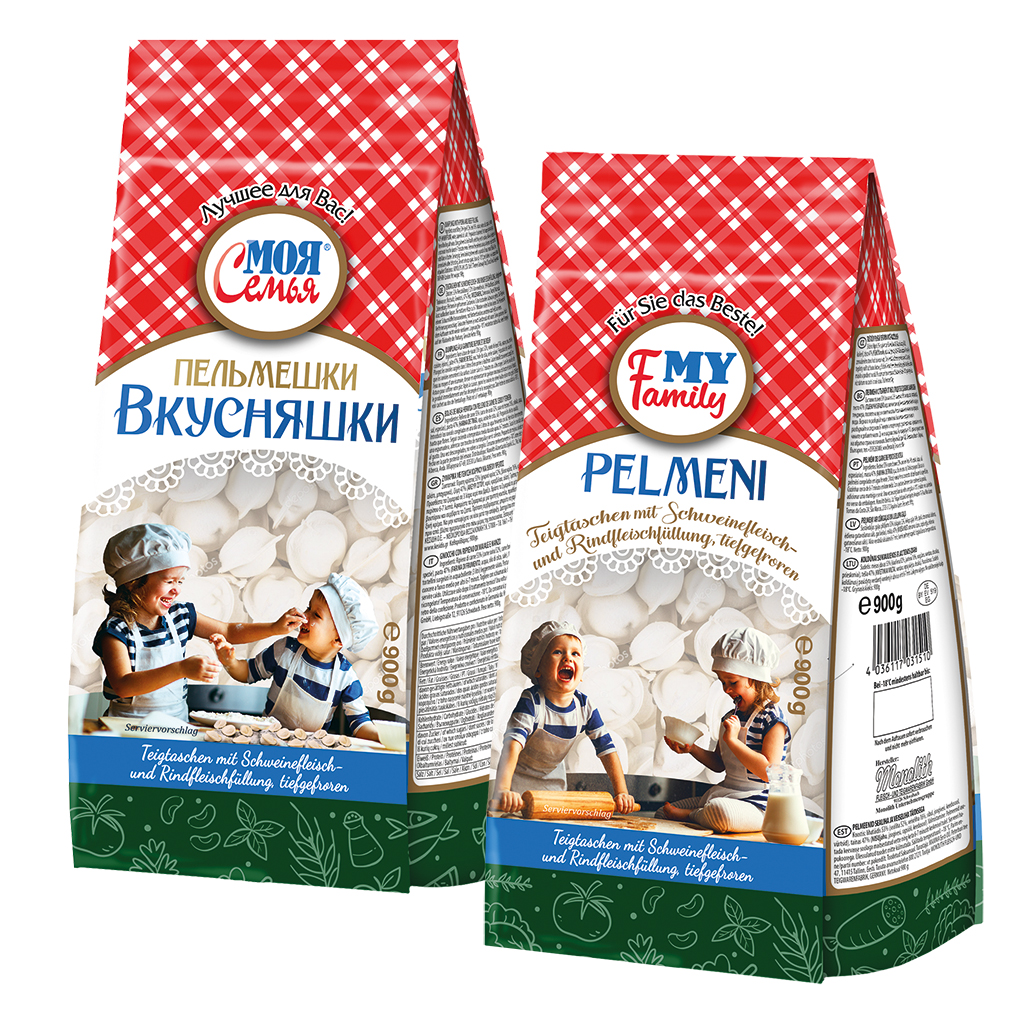 Deegwaren met varkensvlees- en rundvleesvulling, diepgevrore