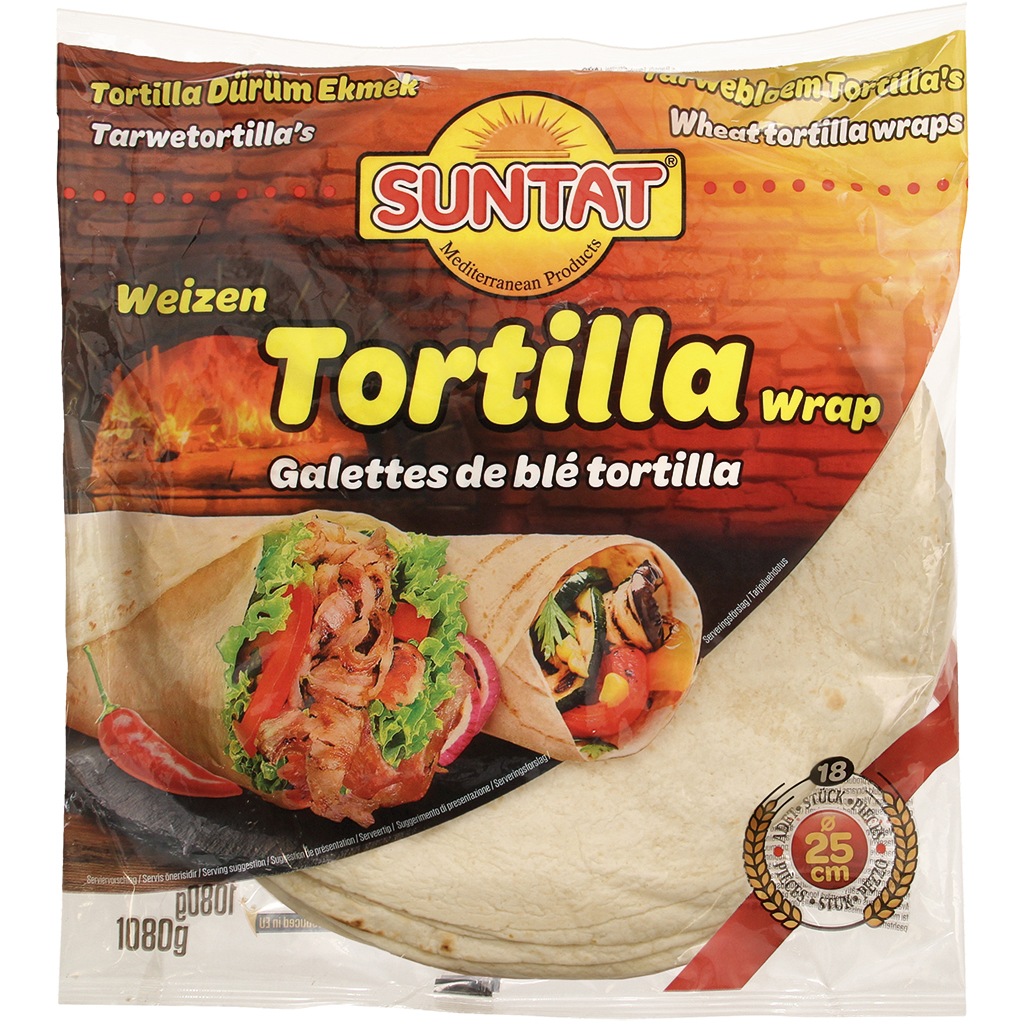 Tarwe tortilla's "Dürüm" 25cm 6x18 stuks