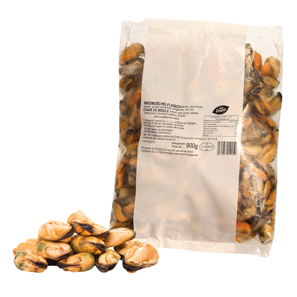 Мясо мидий, вареное, замороженое, 200/300