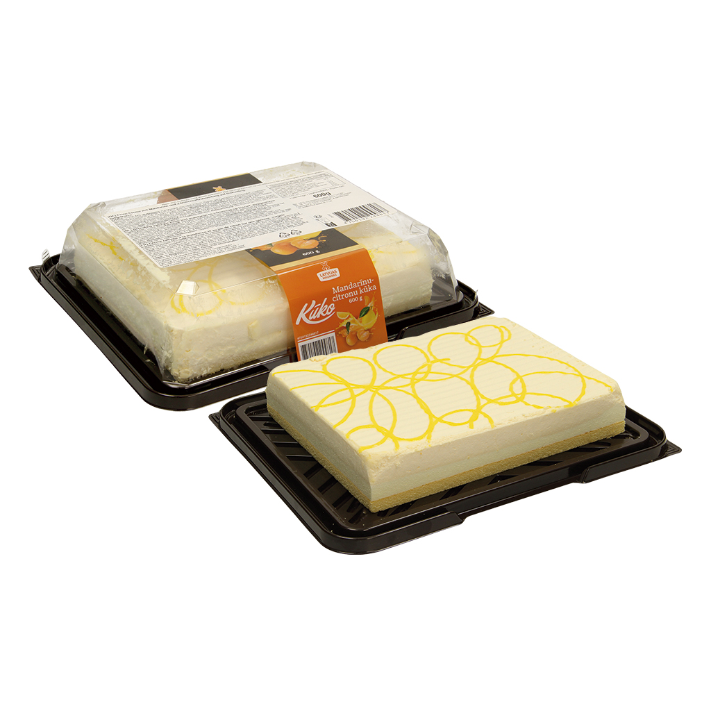 Fijne crème met mandarijn en citroensapbereiding op biscuitd