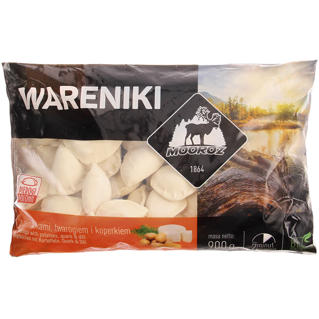 "Pierogi" deegwaren met aardappel en roomkaas-dille vulling,